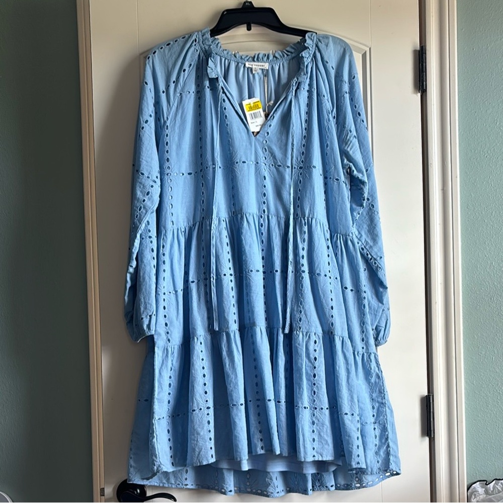 Blu Pepper Blue Eyelet Mini Dress